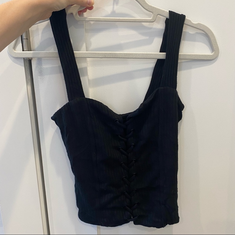 Black Lace Up Reformation Tank